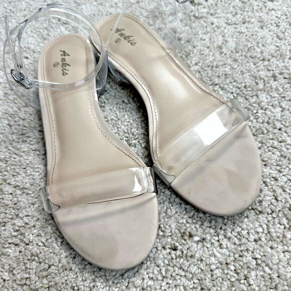Ankis Clear Ankle Strap Dress Sandals Womens 6 Low Heel - Picture 4 of 5